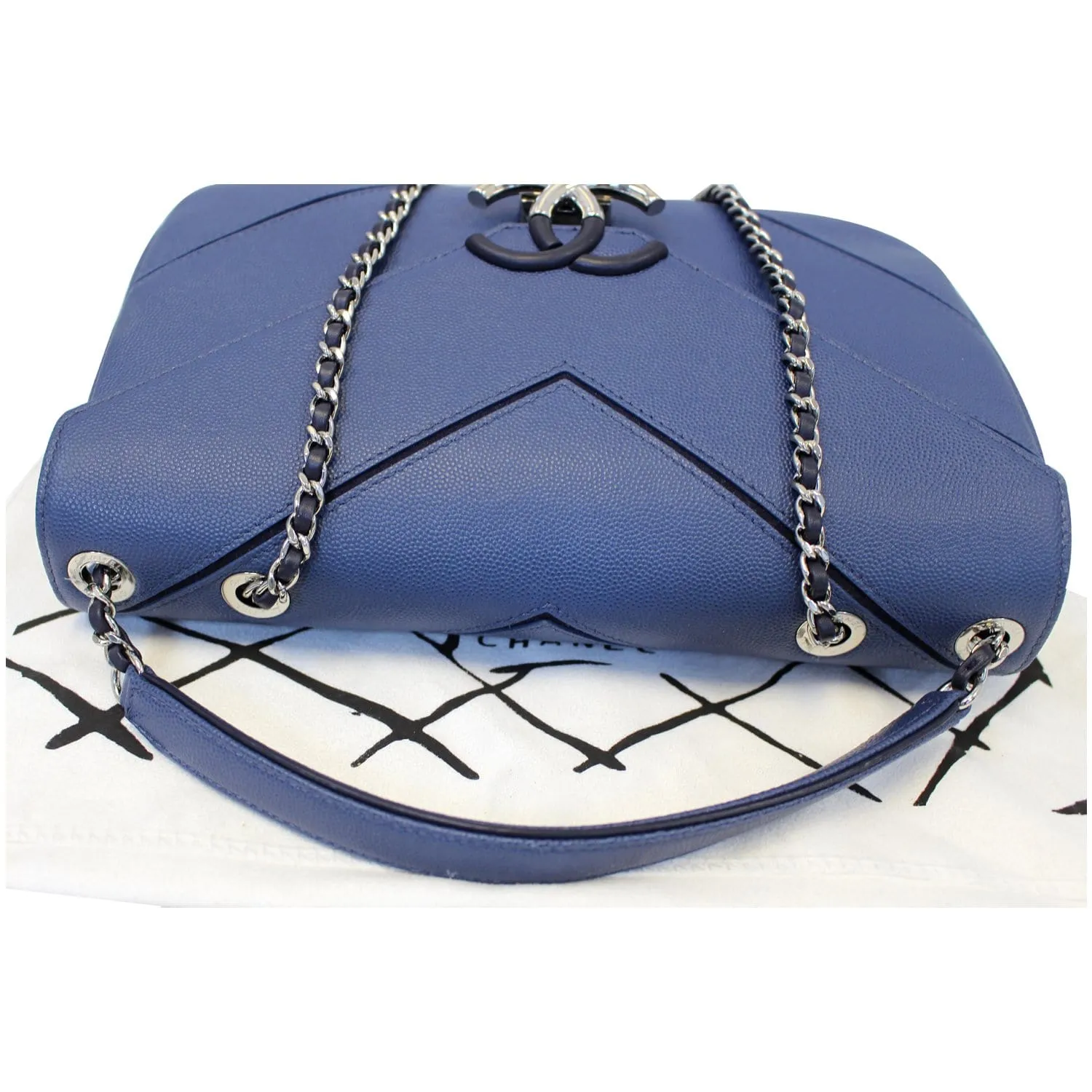 CHANEL CC Chevron Flap Shoulder Crossbody Bag Blue