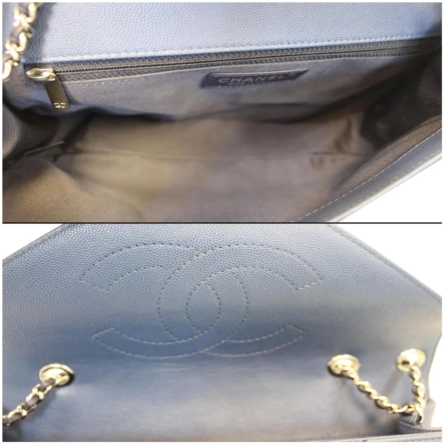 CHANEL CC Chevron Flap Shoulder Crossbody Bag Blue
