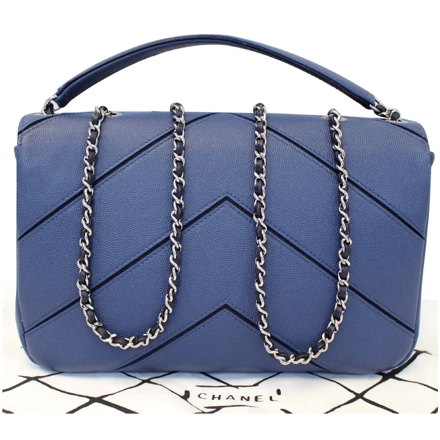 CHANEL CC Chevron Flap Shoulder Crossbody Bag Blue