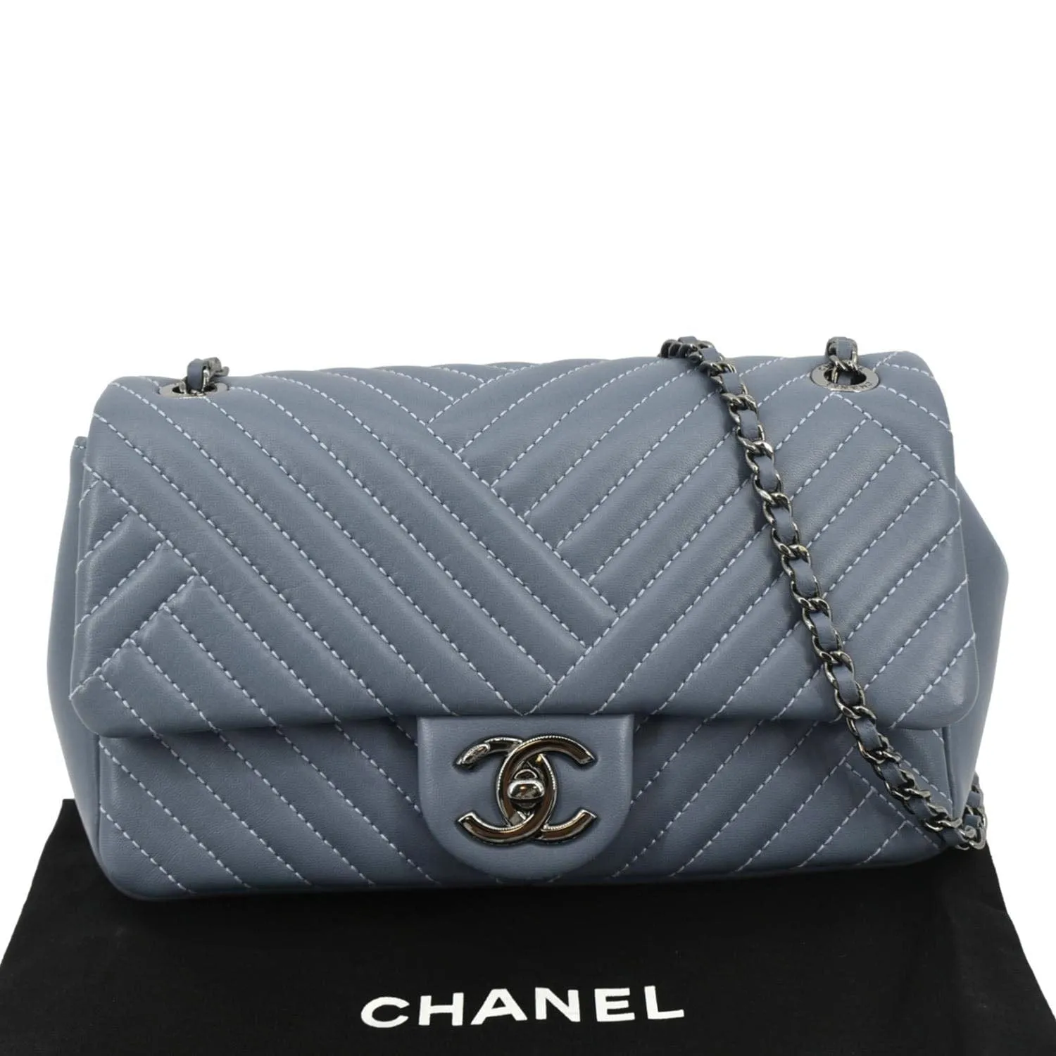 CHANEL CC Small Crossing Flap Quilted Leather Shoulder Bag Blue