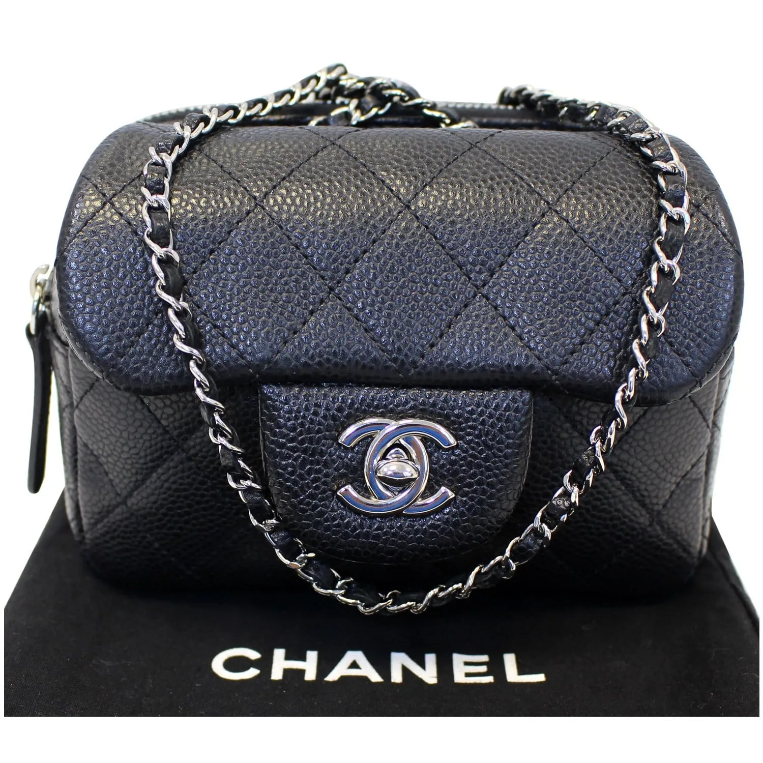 CHANEL Classic Mini Flap Quilted Lambskin Crossbody Bag Black