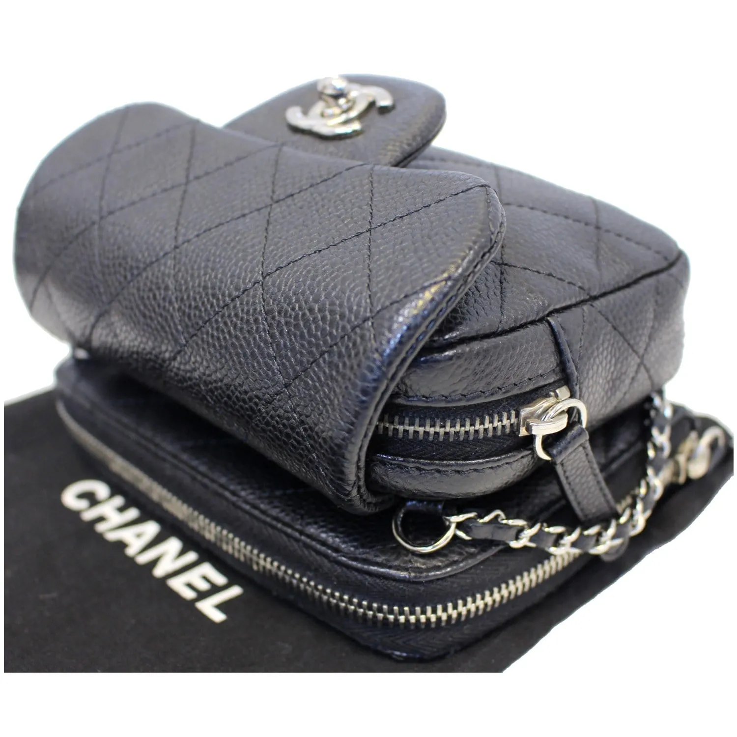 CHANEL Classic Mini Flap Quilted Lambskin Crossbody Bag Black