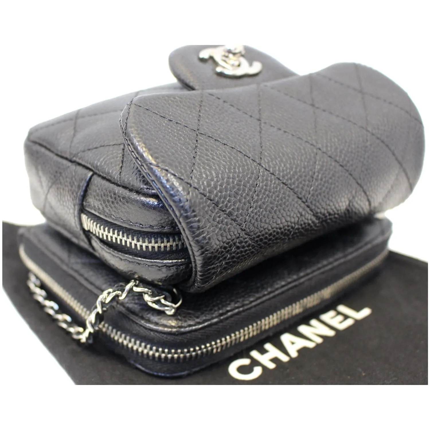 CHANEL Classic Mini Flap Quilted Lambskin Crossbody Bag Black