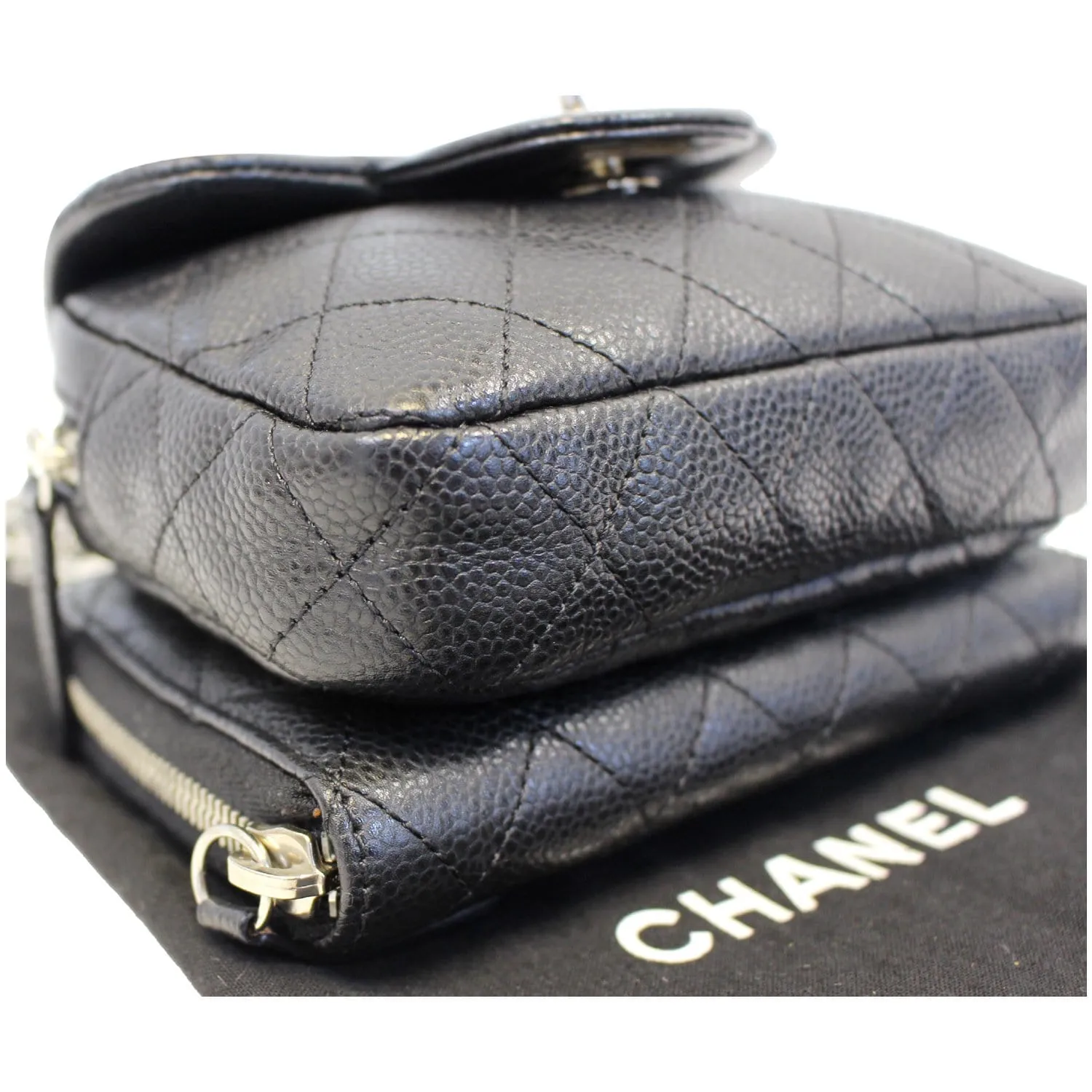 CHANEL Classic Mini Flap Quilted Lambskin Crossbody Bag Black