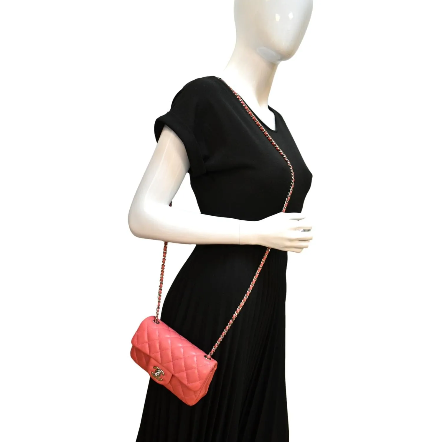 CHANEL Extra Mini Flap Quilted Leather Crossbody Bag Pink