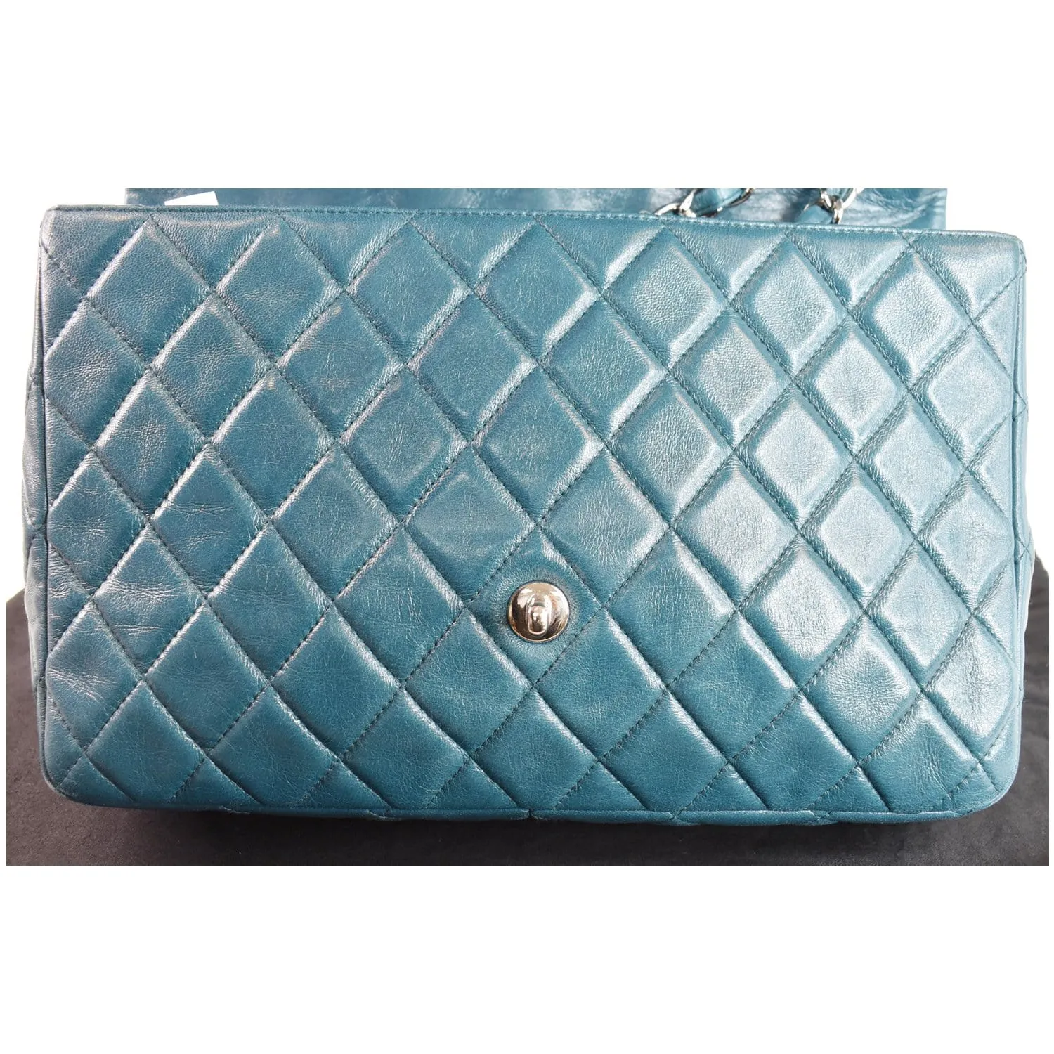 CHANEL Jumbo Single Flap Lambskin Leather Crossbody Bag Teal