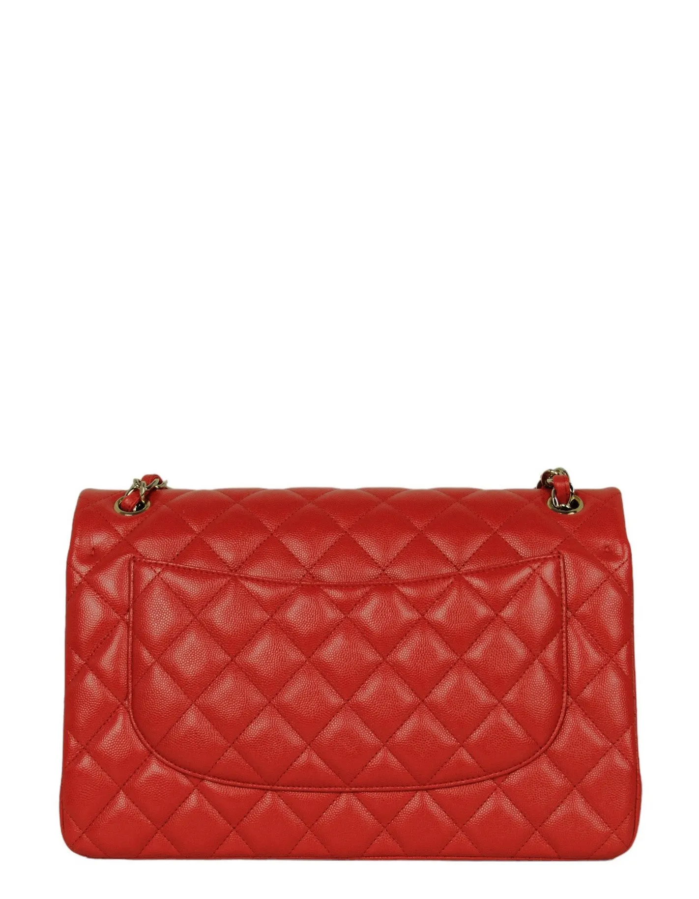 Chanel Red Caviar Leather Double Flap Classic Jumbo Bag