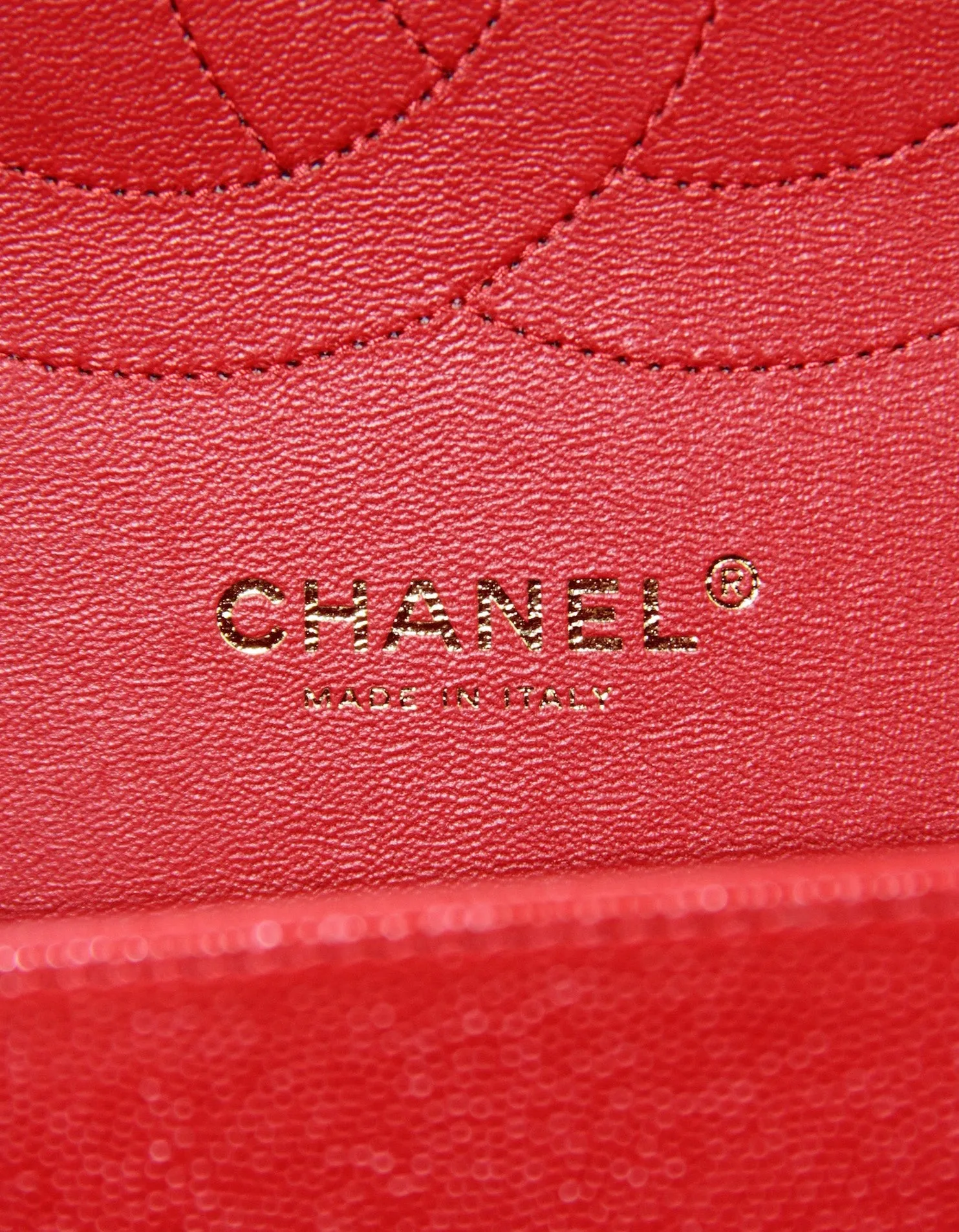 Chanel Red Caviar Leather Double Flap Classic Jumbo Bag
