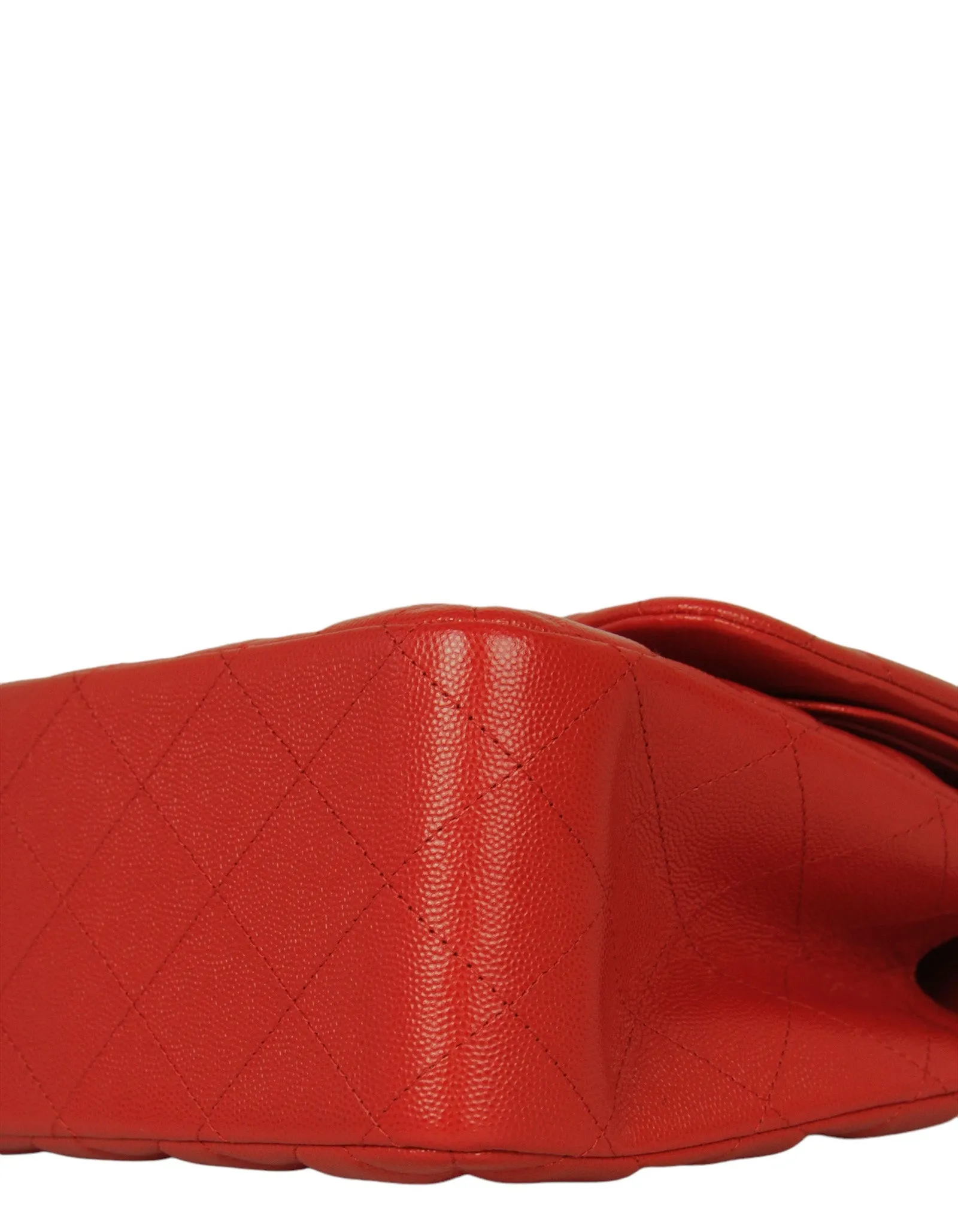Chanel Red Caviar Leather Double Flap Classic Jumbo Bag