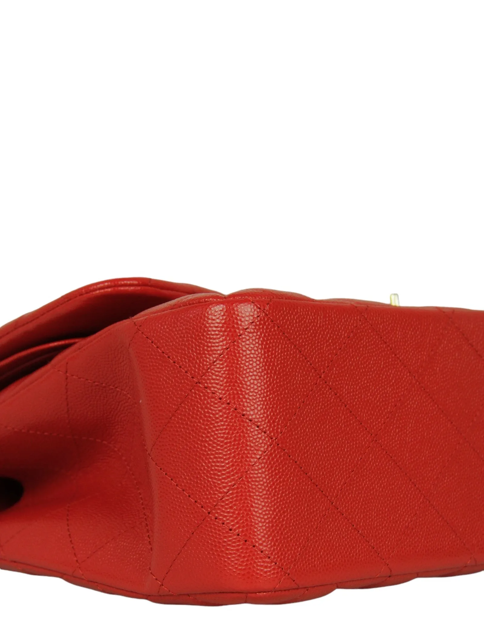 Chanel Red Caviar Leather Double Flap Classic Jumbo Bag