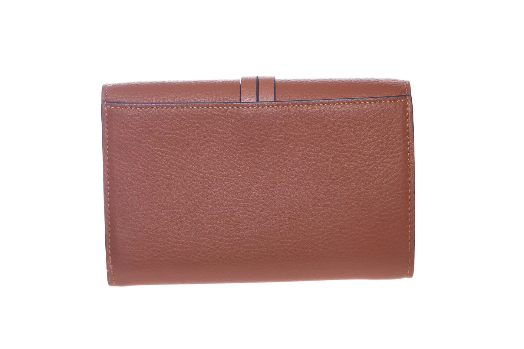 Chloe Brown Grained Leather Alphabet Compact Wallet