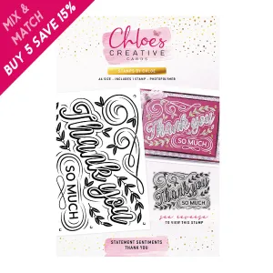 Chloes Creative Cards Photopolymer Stamp Set (A6) - Statement Sentiments Thank You