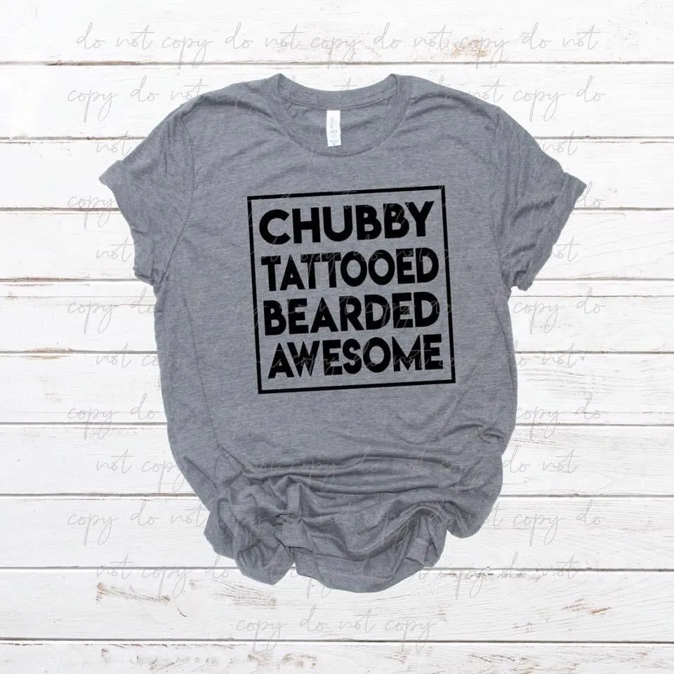 Chubby Tattooed Bearded Awesome RTS Screen Print