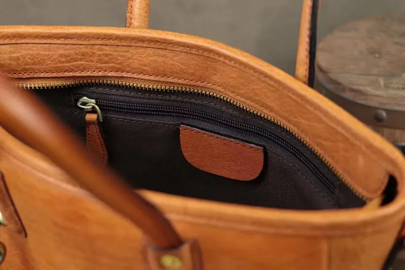 Classic Leather Tote Everyday Use Tote Bag Full Grain Leather Shoulder Bag Handmade Leather Purse