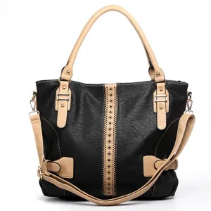color block L shoulder handbag bag Black beige embossed Designer inspired DS