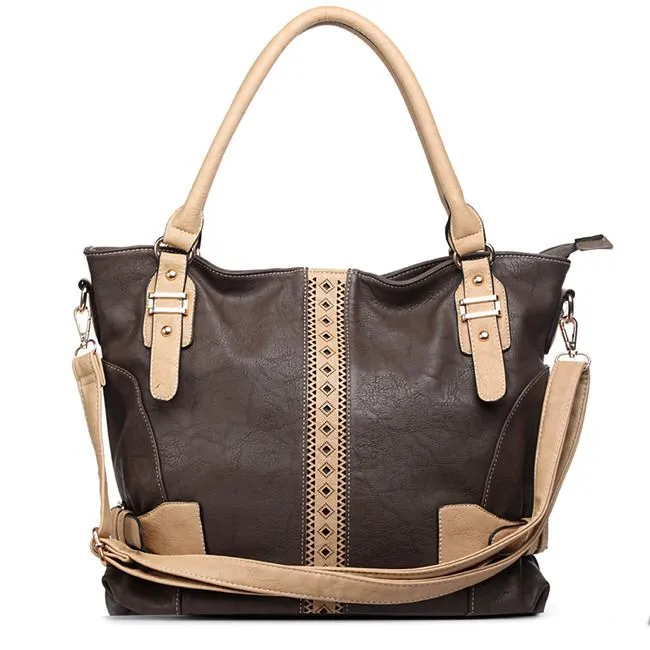 color block L shoulder handbag bag Designer inspired Gray beige embossed
