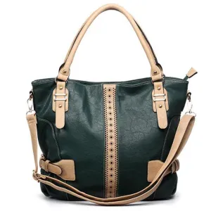 color block L shoulder handbag bag Green beige Designer inspired embossed