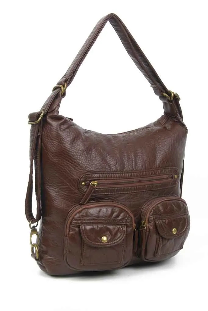 Convertible Crossbody Backpack - Chocolate Brown