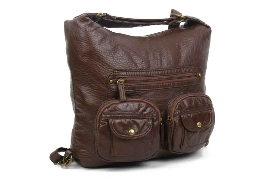 Convertible Crossbody Backpack - Chocolate Brown