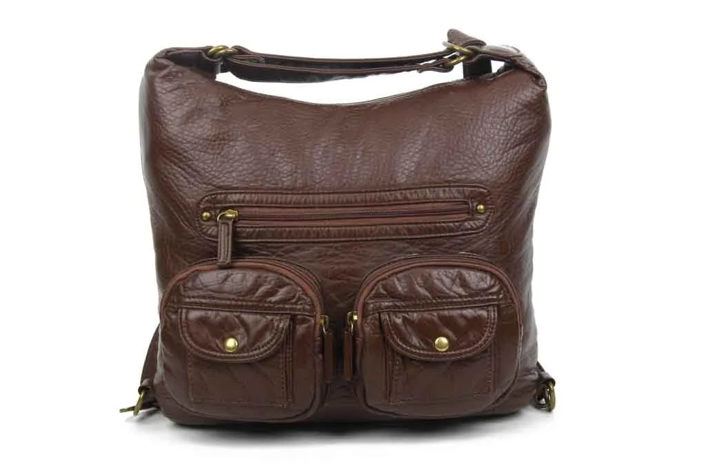 Convertible Crossbody Backpack - Chocolate Brown