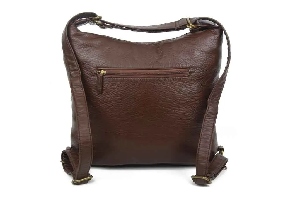 Convertible Crossbody Backpack - Chocolate Brown