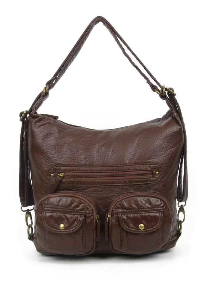 Convertible Crossbody Backpack - Chocolate Brown