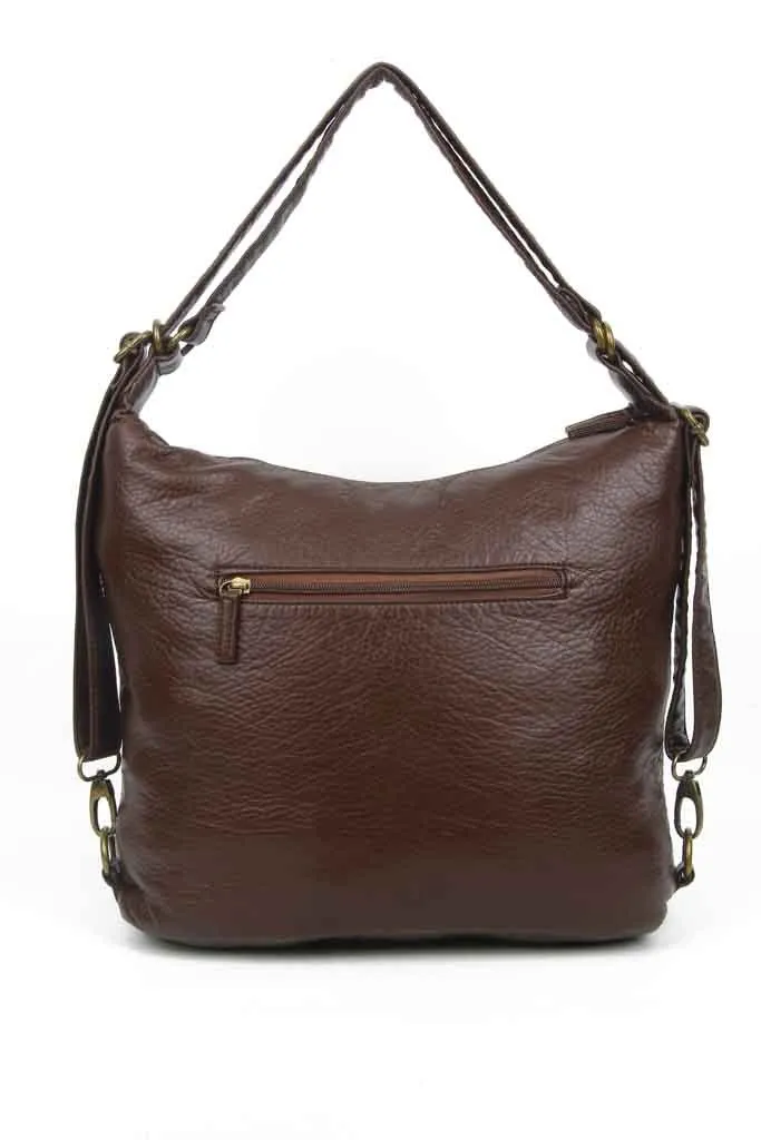 Convertible Crossbody Backpack - Chocolate Brown