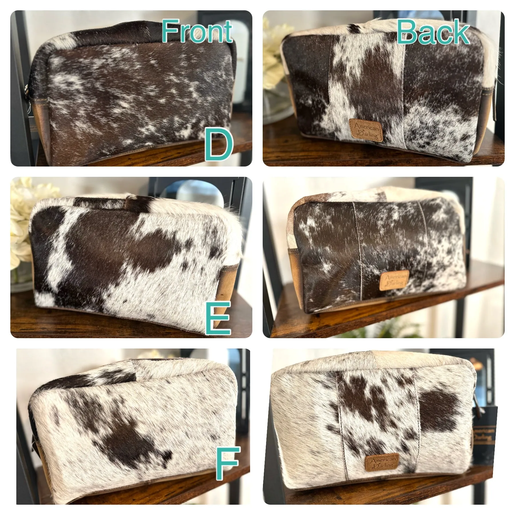 Cowhide Leather Travel and Cosmetic Bag