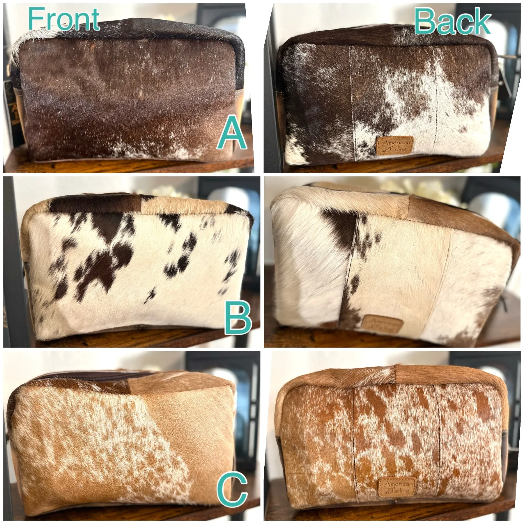 Cowhide Leather Travel and Cosmetic Bag