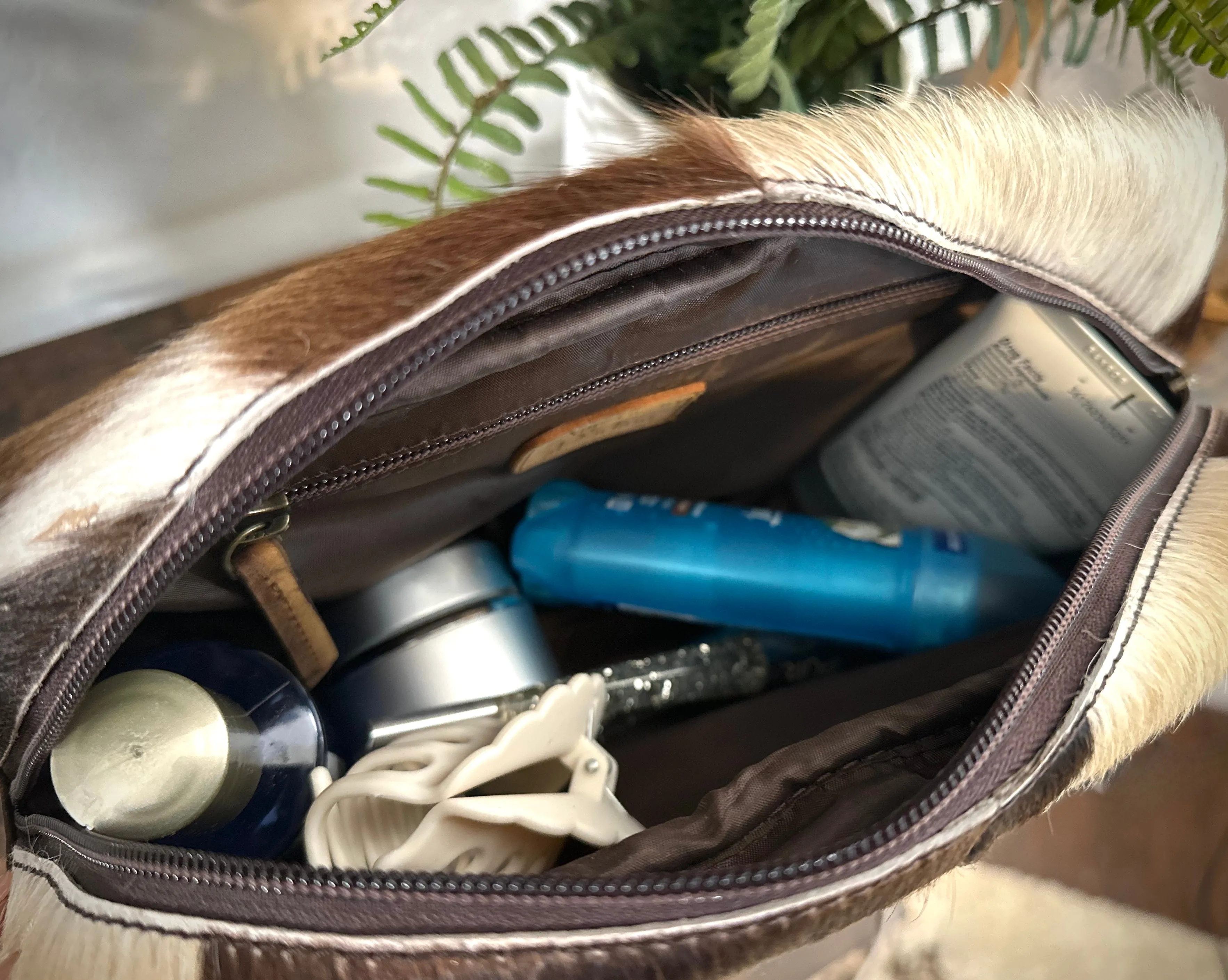 Cowhide Leather Travel and Cosmetic Bag