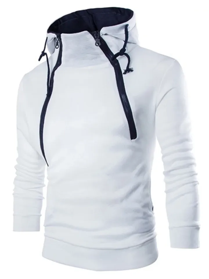 Cozy Double Zippers Color-blocked Hoodies for Men