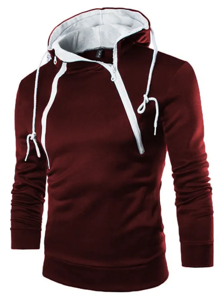 Cozy Double Zippers Color-blocked Hoodies for Men
