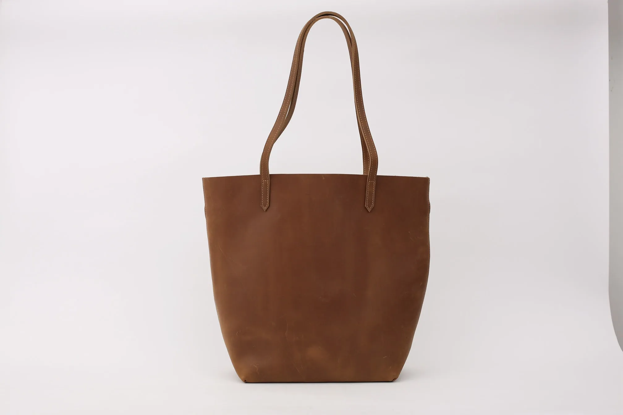 Crazy Horse Leather Tote Bag Vintage Leather Handbag Big Capacity Women Everyday Tote