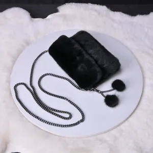 Crossbody Pouch For Women Mink Fur Bags 2022 New Fashion Female Fur Messenger Bags Chain Shoulder Bags 8818