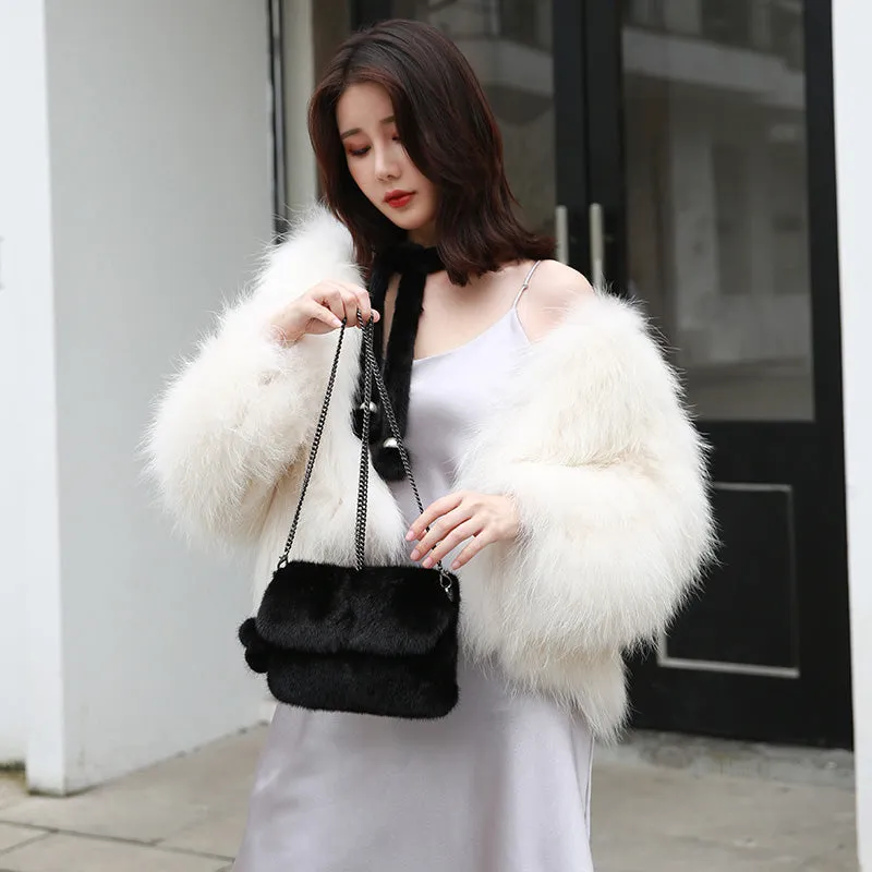 Crossbody Pouch For Women Mink Fur Bags 2022 New Fashion Female Fur Messenger Bags Chain Shoulder Bags 8818