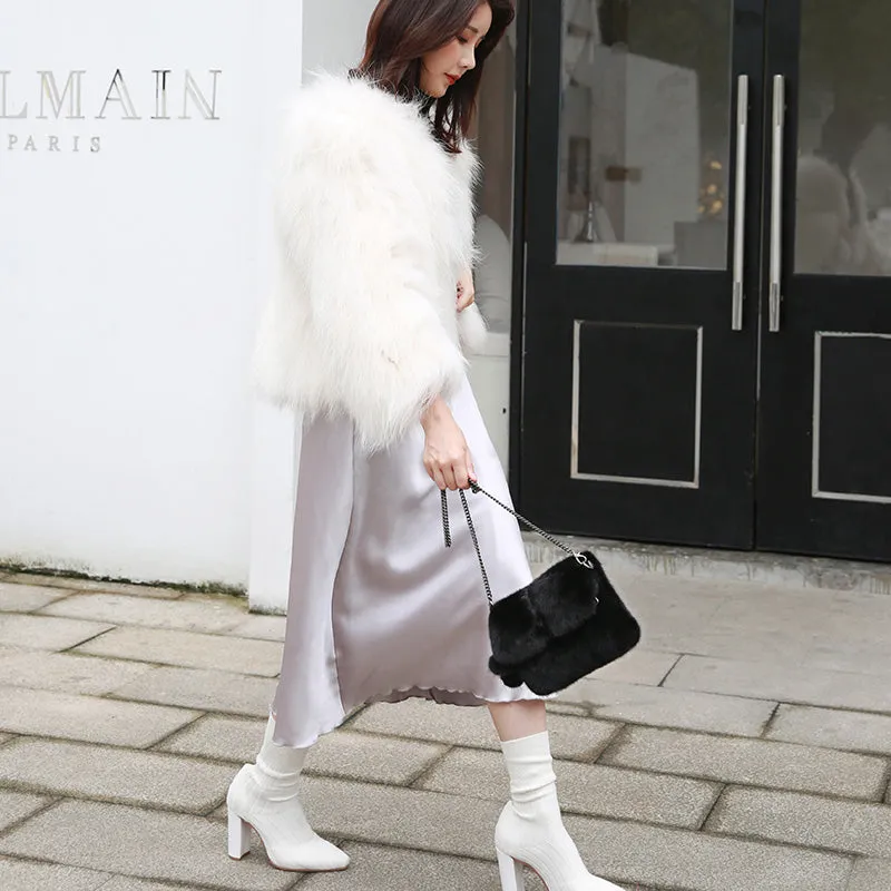 Crossbody Pouch For Women Mink Fur Bags 2022 New Fashion Female Fur Messenger Bags Chain Shoulder Bags 8818