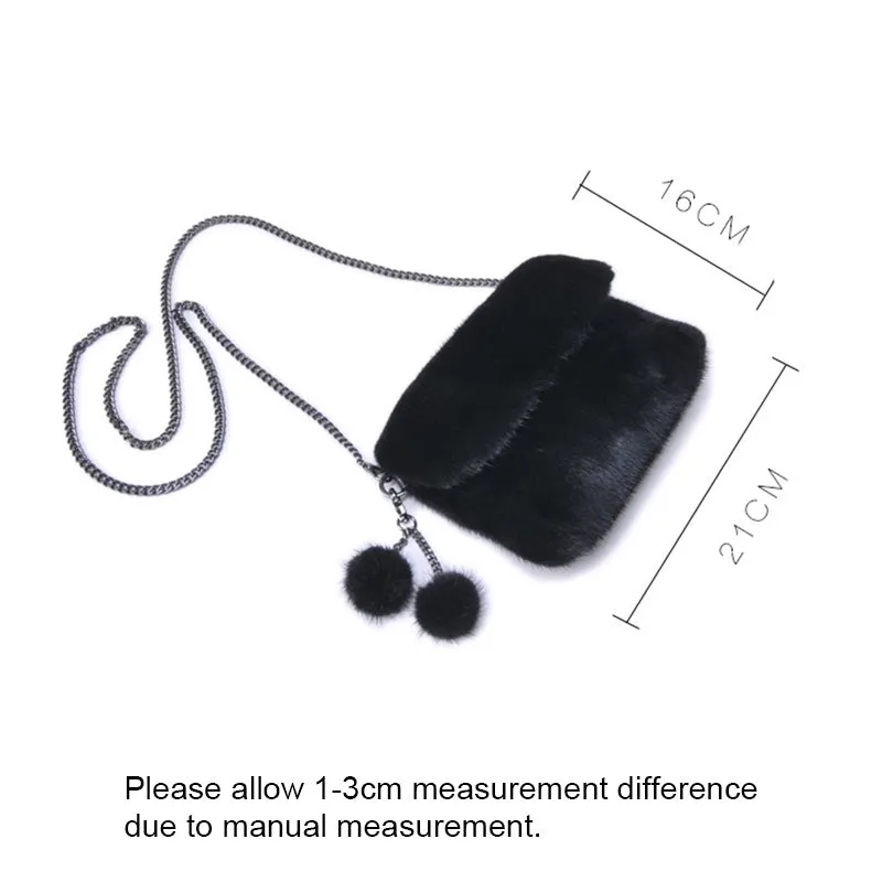 Crossbody Pouch For Women Mink Fur Bags 2022 New Fashion Female Fur Messenger Bags Chain Shoulder Bags 8818