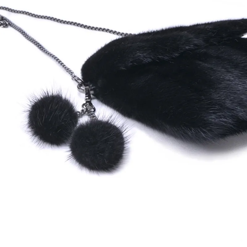 Crossbody Pouch For Women Mink Fur Bags 2022 New Fashion Female Fur Messenger Bags Chain Shoulder Bags 8818