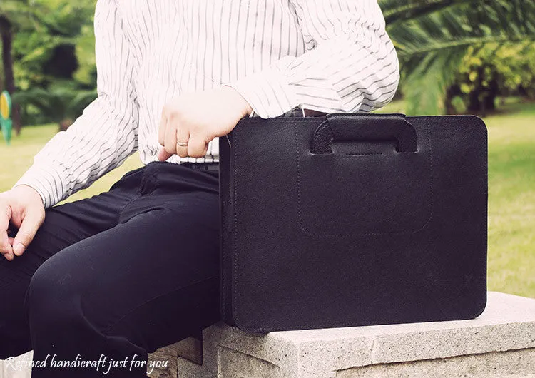 Custom Handmade Italian Vegetable Tanned Leather Briefcase, Men's Handbag, Leather Laptop Bag D001