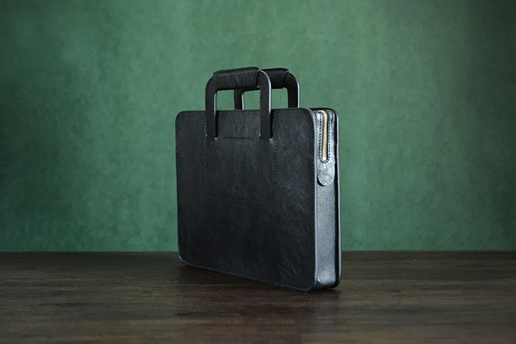 Custom Handmade Italian Vegetable Tanned Leather Briefcase, Men's Handbag, Leather Laptop Bag D001