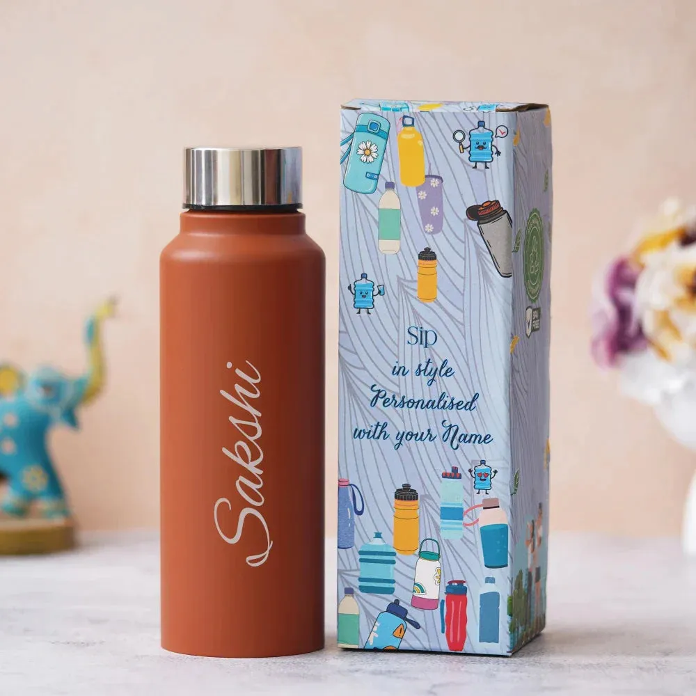 Customized Perfect Water Bottle and Eyewear Case - Brown