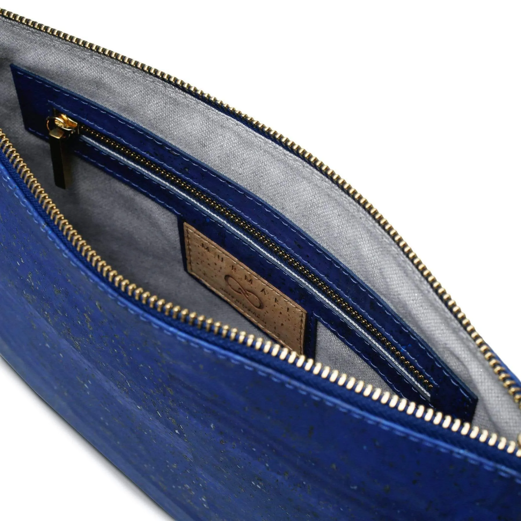 Delta Handcrafted Cork Vegan Large Clutch Pouch | Navy