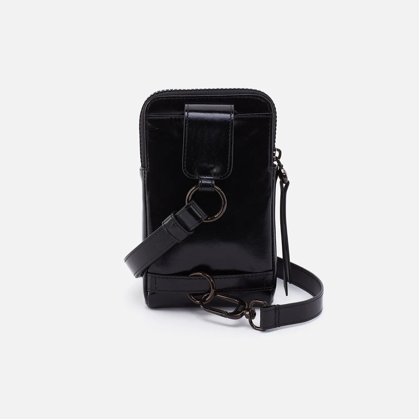 Dixon Phone Sling In High Gloss Leather - Black