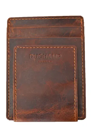 Duchamp London Cognac Money Clip Credit Card Wallet