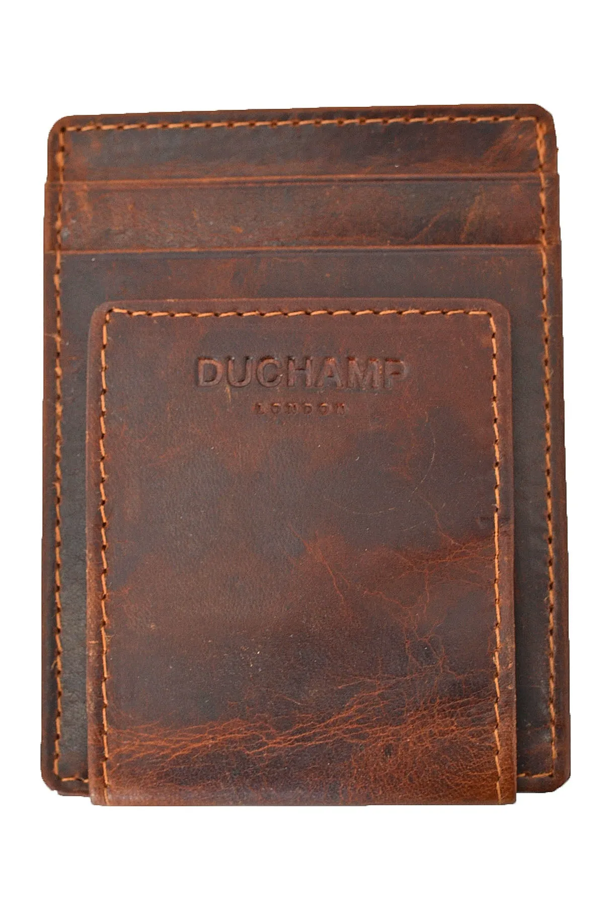 Duchamp London Cognac Money Clip Credit Card Wallet