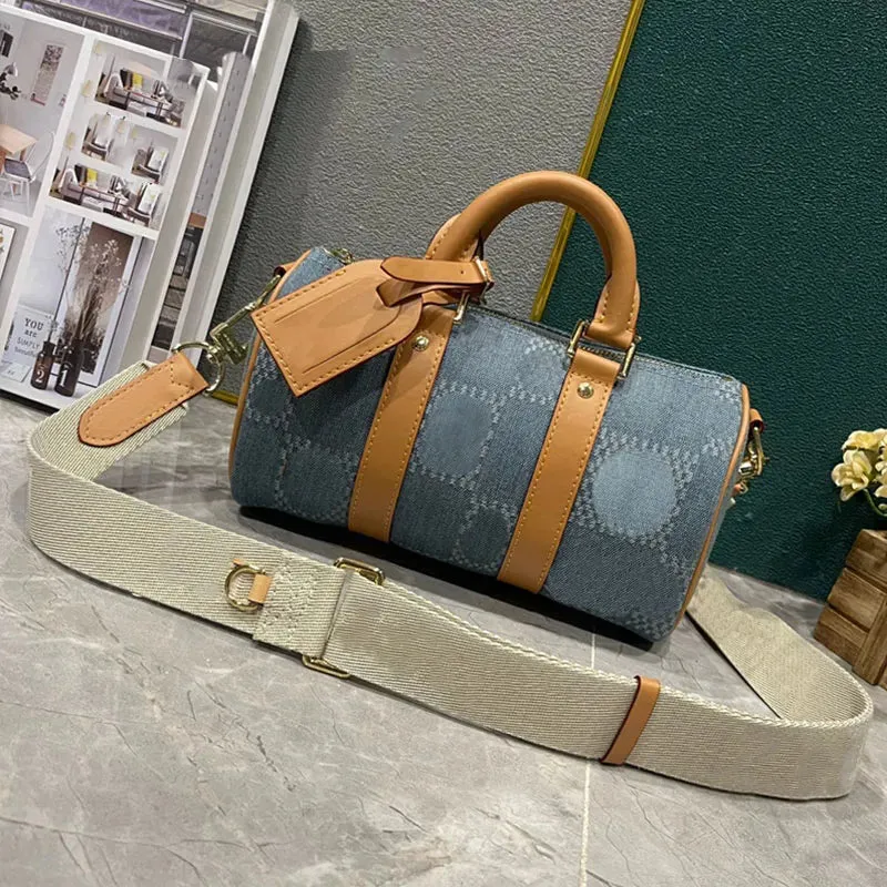 Duffel Bag Designer Tote Bag Denim Checkerboard Luggage Bag Keepall Weekend Bag Shoulder Handbag Backpack Travel Duffle Bag High Quality Messages Purse
