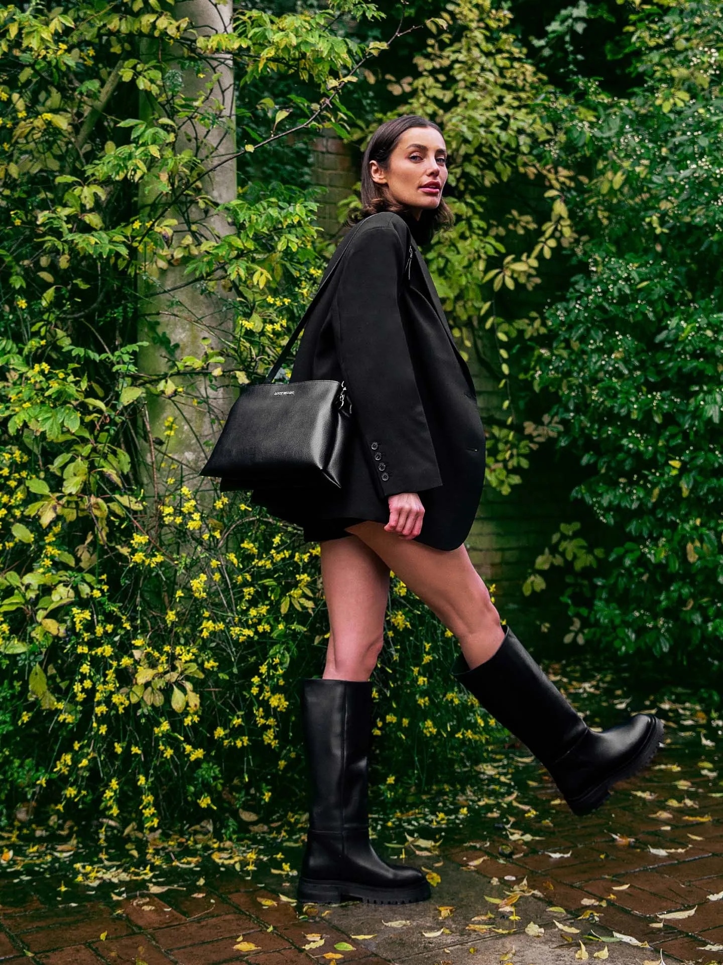 Elm MIRUM® Leather Vegan Crossbody Bag | Black & Silver
