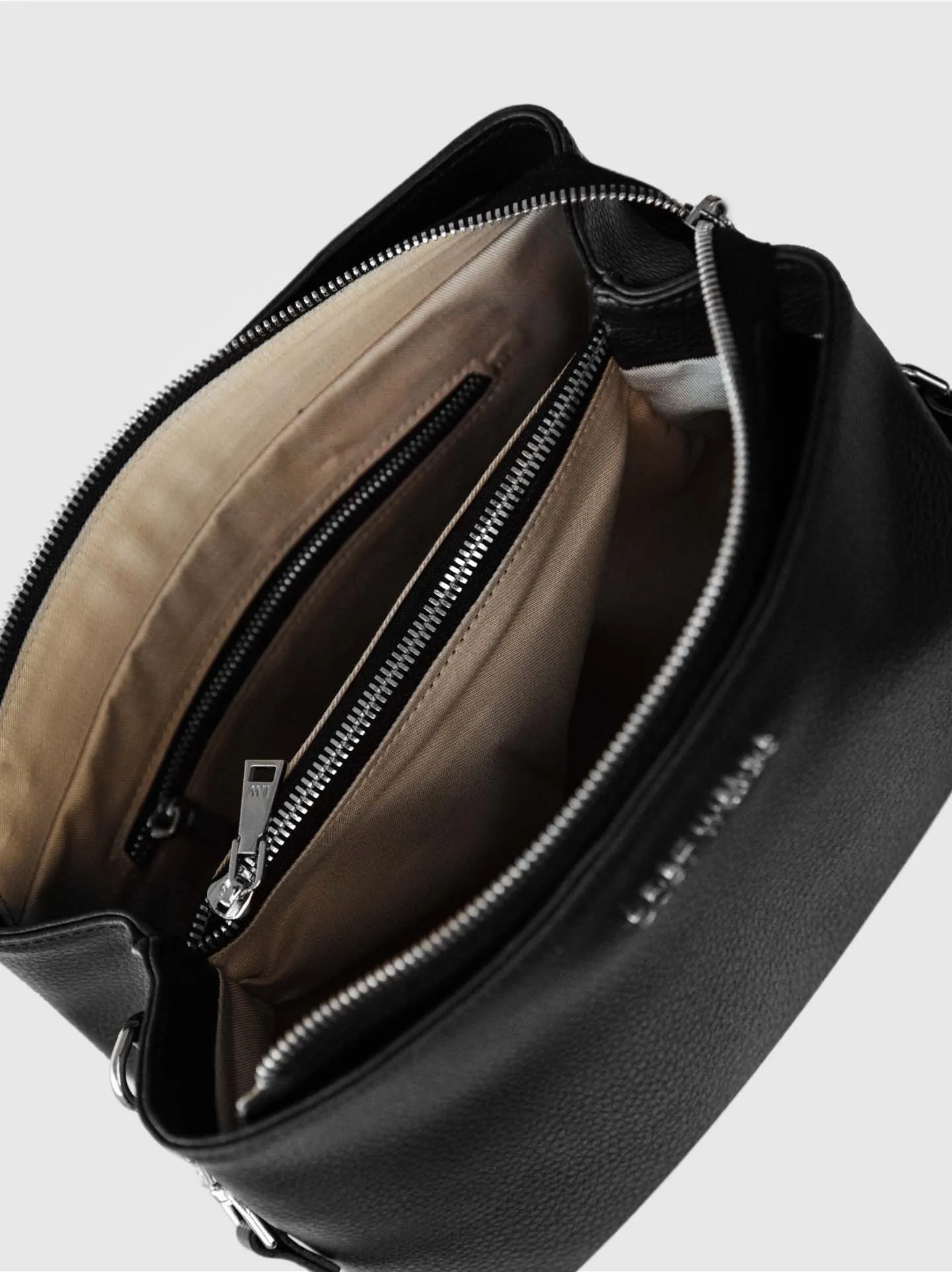 Elm MIRUM® Leather Vegan Crossbody Bag | Black & Silver