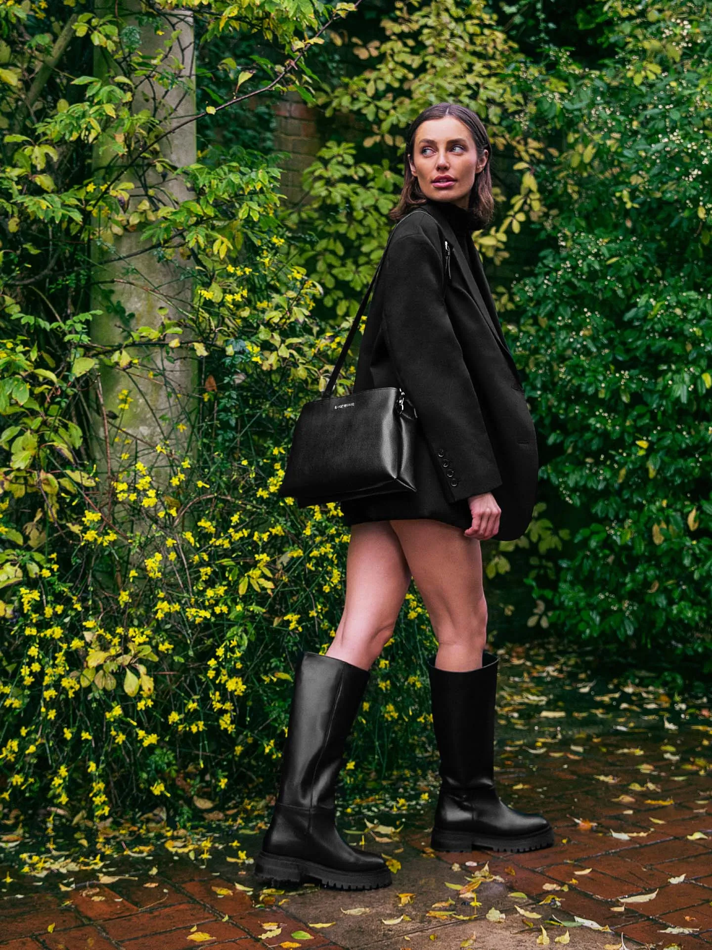 Elm MIRUM® Leather Vegan Crossbody Bag | Black & Silver