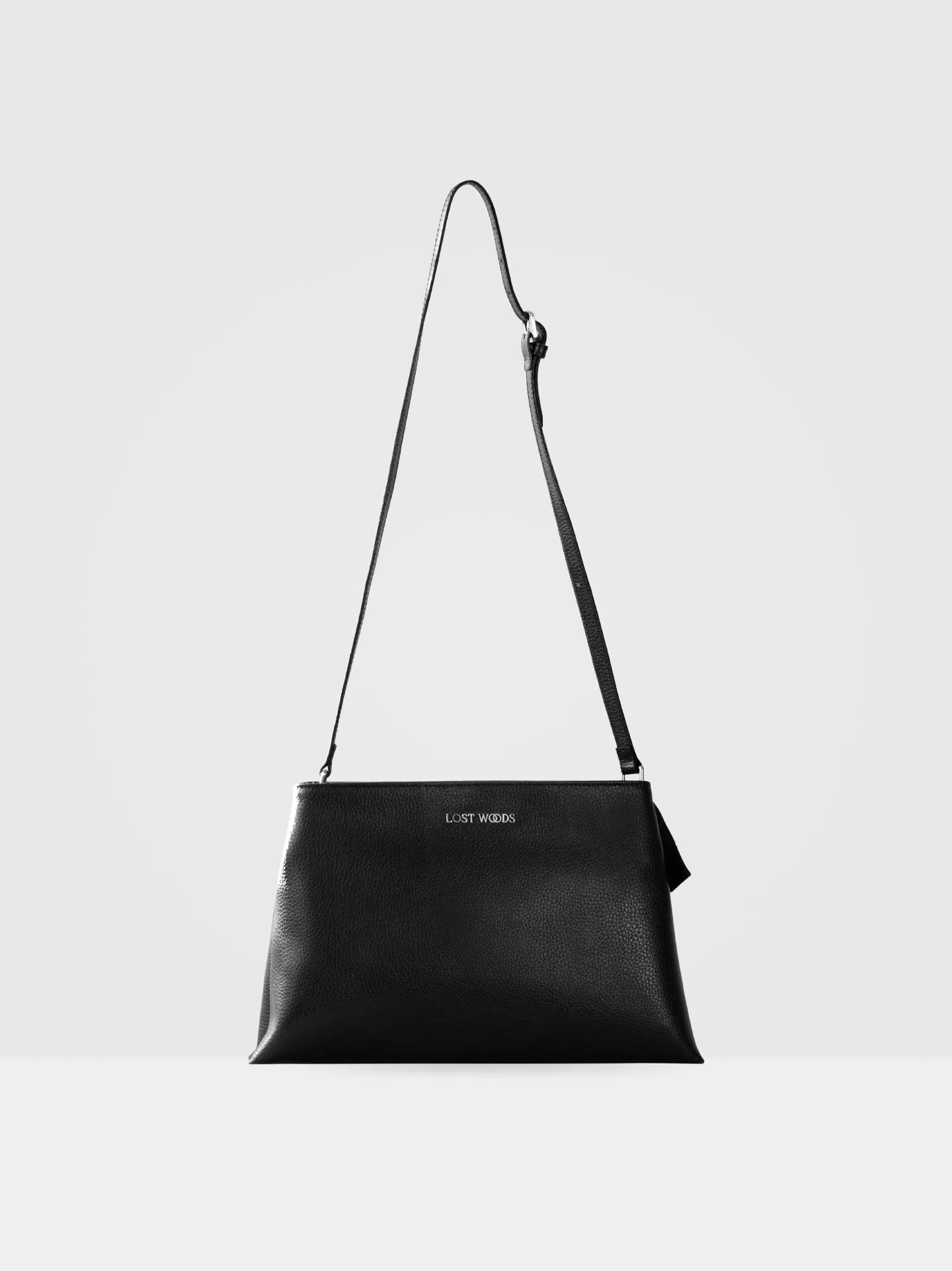 Elm MIRUM® Leather Vegan Crossbody Bag | Black & Silver